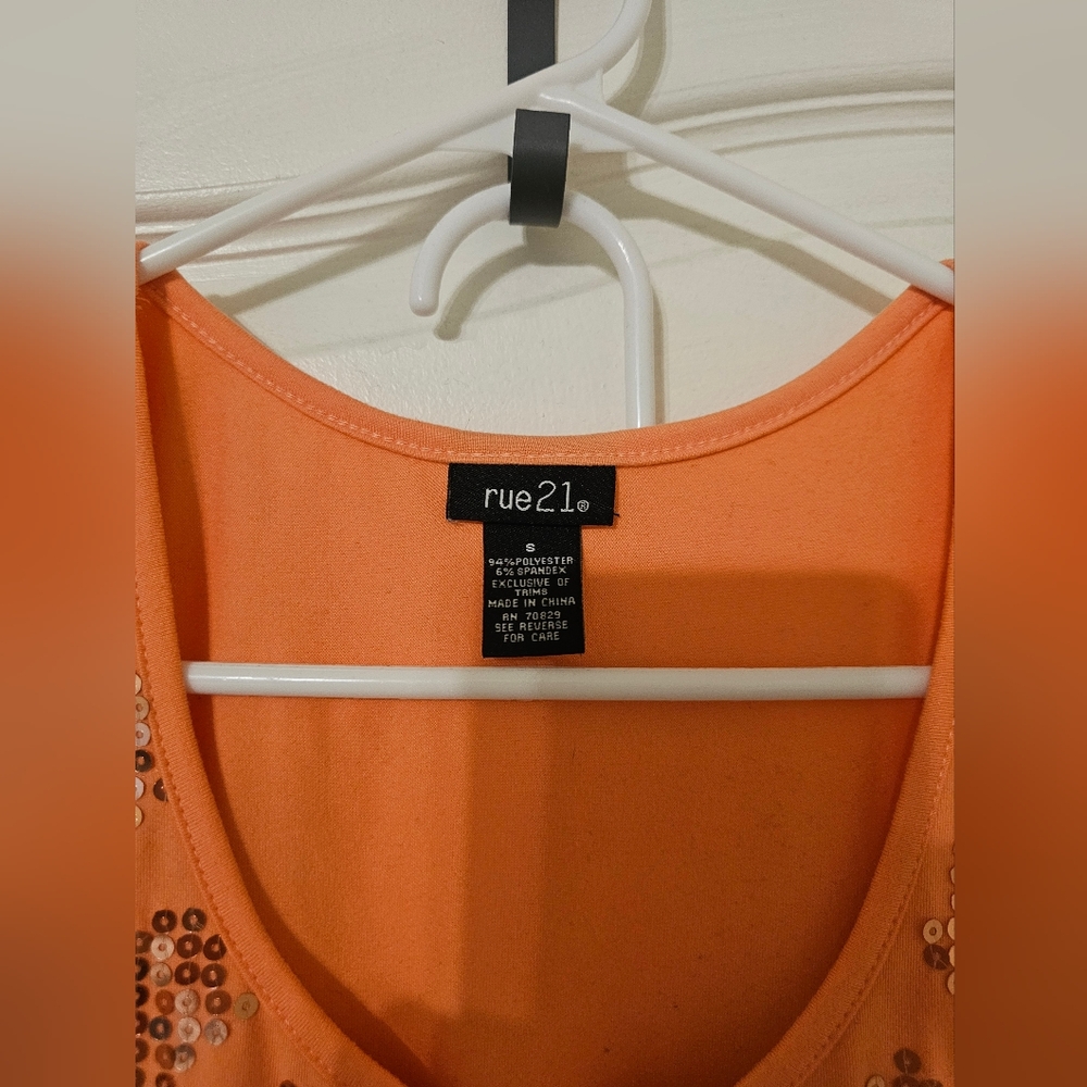 2 Rue21 Orange  And BurgendyTank Tops with Sequins